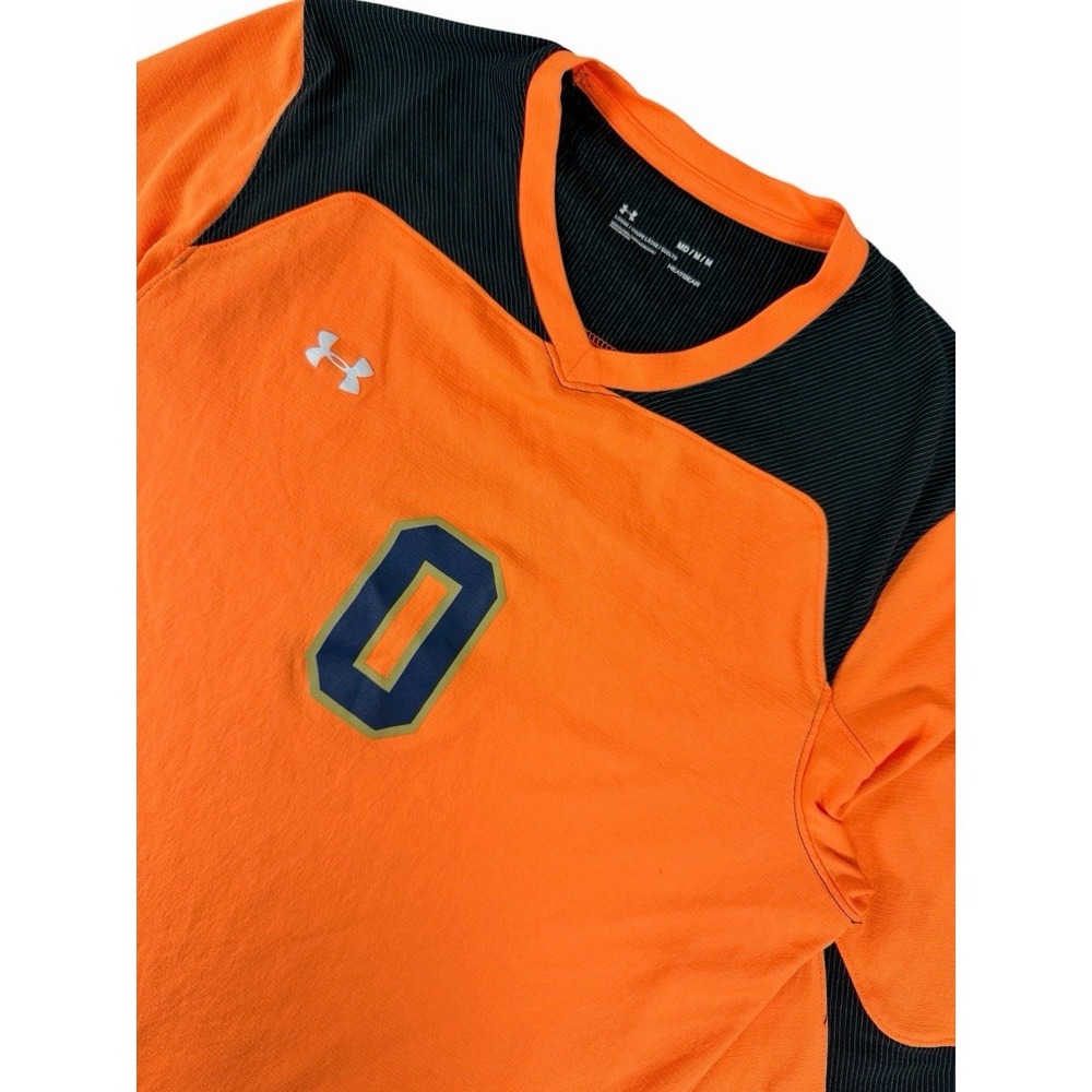 Under Armour HeatGear Long Sleeve Jersey Shirt Orange Black Men's Medium Athleti